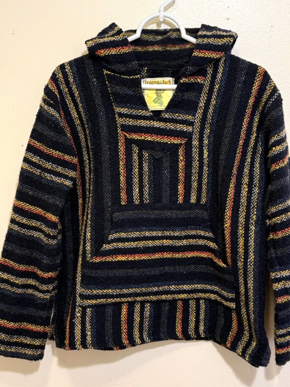 IGUANA JACK NAVY BLUE YELLOW ORANGE MEXICAN BAJA HOODIE S SURF BEACH FESTIVAL